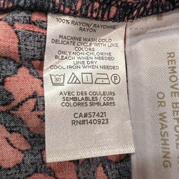 LOFT Petites Black & Burnt Sienna Leaf Print Mini Dress/Tunic Top - Picture 14 of 15